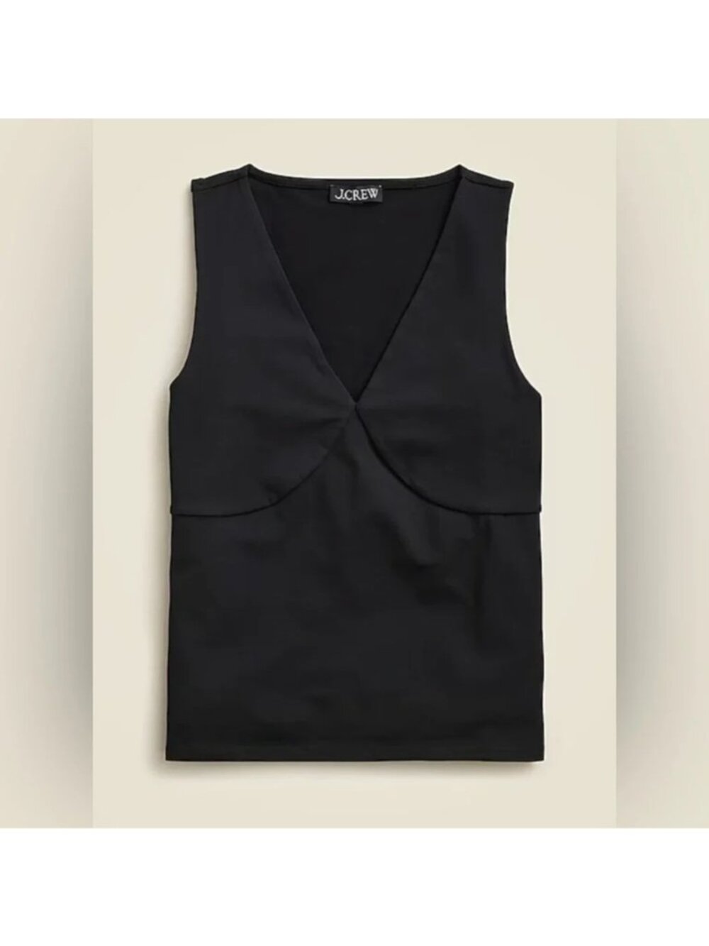 NWT J.Crew V-Neck Tank Top Medium Black Stretch Cotton Blend Minimalist Casual